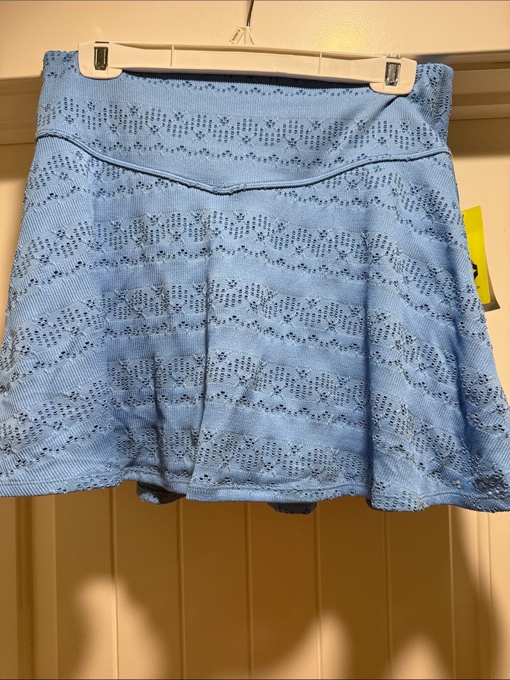 Light Blue Eyelet Knit Skort - Women